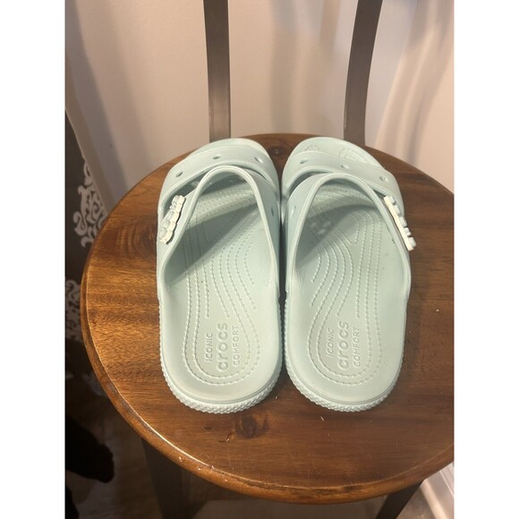 Crocs Slide Sandals Women’s size 7 Mint Rubber Classic Flip Flop Slip On Shoe - Picture 4 of 5